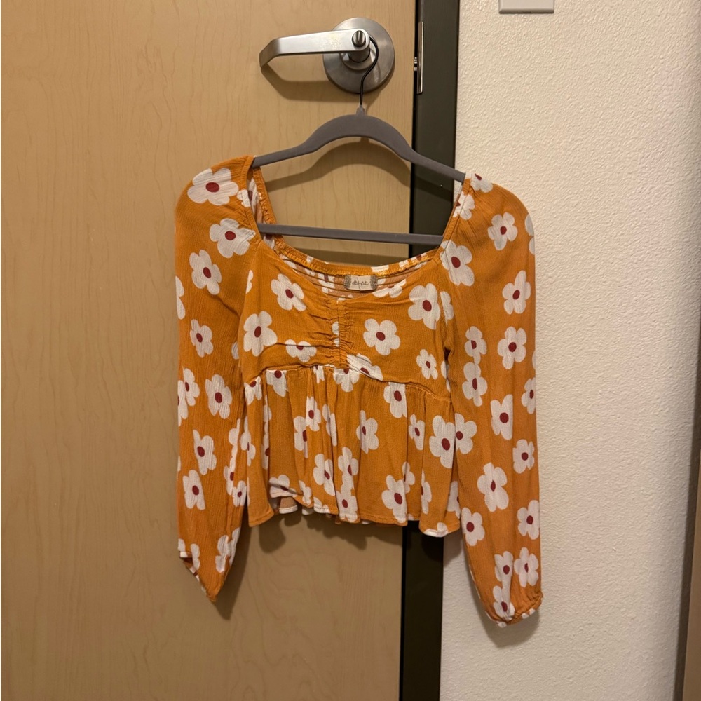 Altar'd State Mustard Floral Blouse